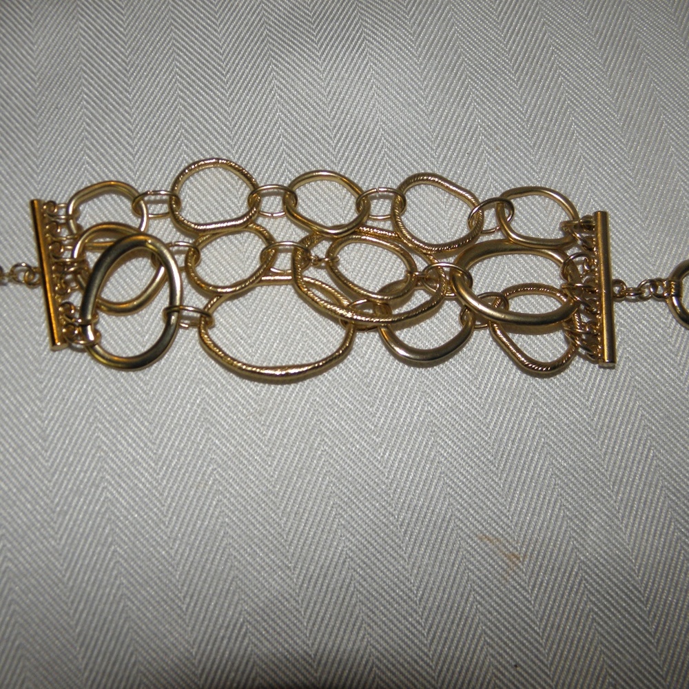 ARTS & CRAFTS LOOKING WIDE 3 STRING RINGS BRACELET